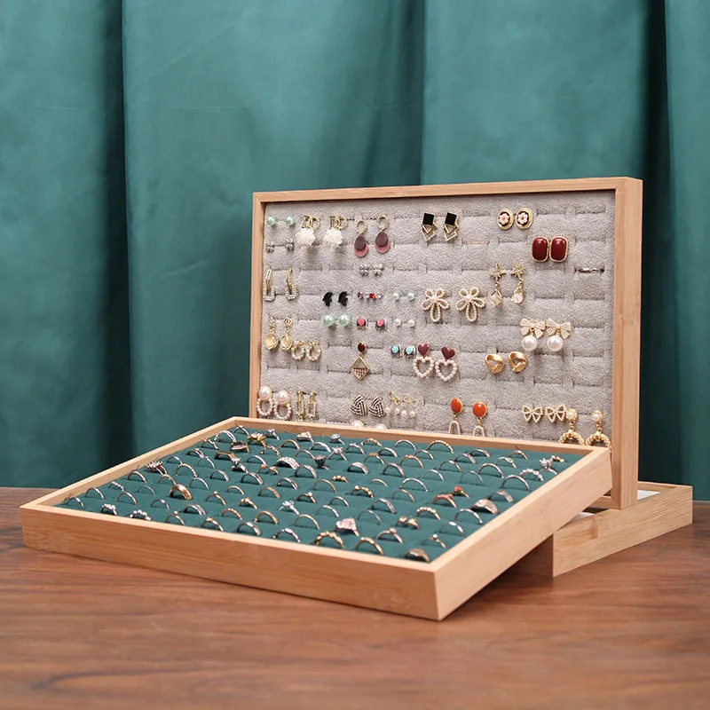 الخيزران، الفانيلا الخشبية، 100 حلقة، لوحات العرض، الأقراط، الخواتم، الخواتم، التخزين، صناديق الفرز، صواني المجوهرات