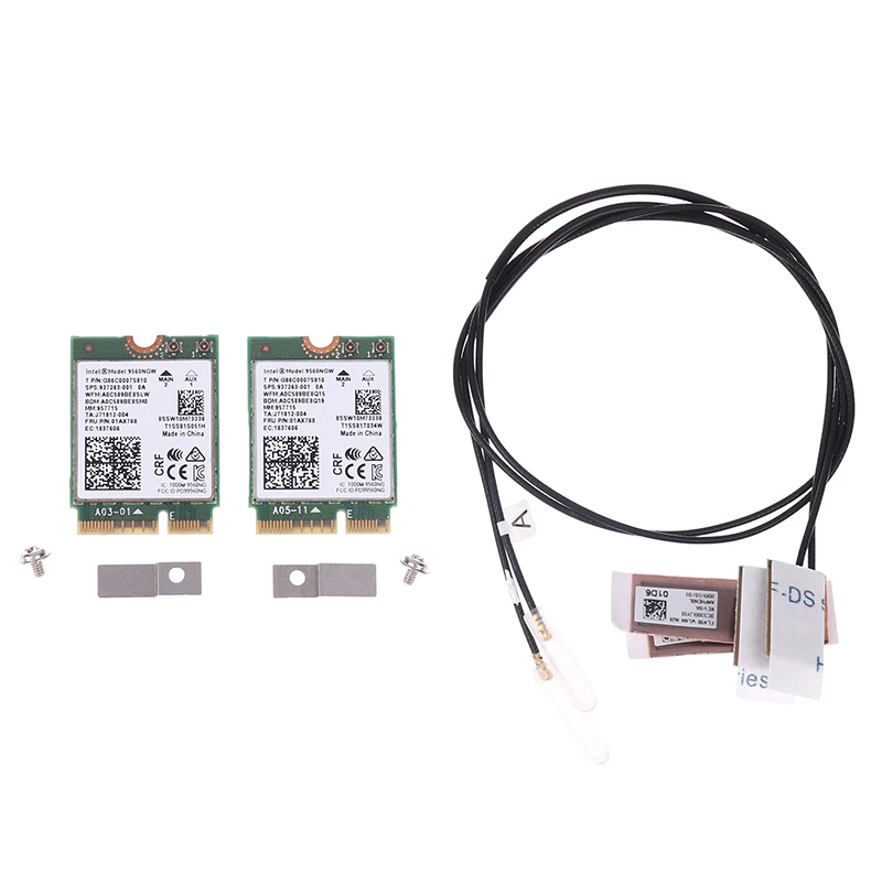 【C】Cartão WiFi 9560NGW + Antena 1733Mbps Wireless 9560 Dual Band 2.4G/5G BT 5.0 802.11Ac M.2 CNVI Adaptador Wireless 9560NGW