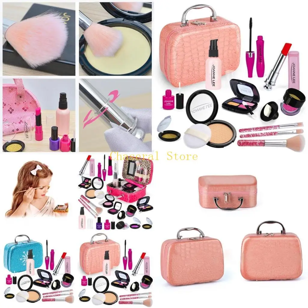 

E7CE Детский набор для макияжа Имитация макияжа для маленьких девочек Искусственный макияж с косметичкой