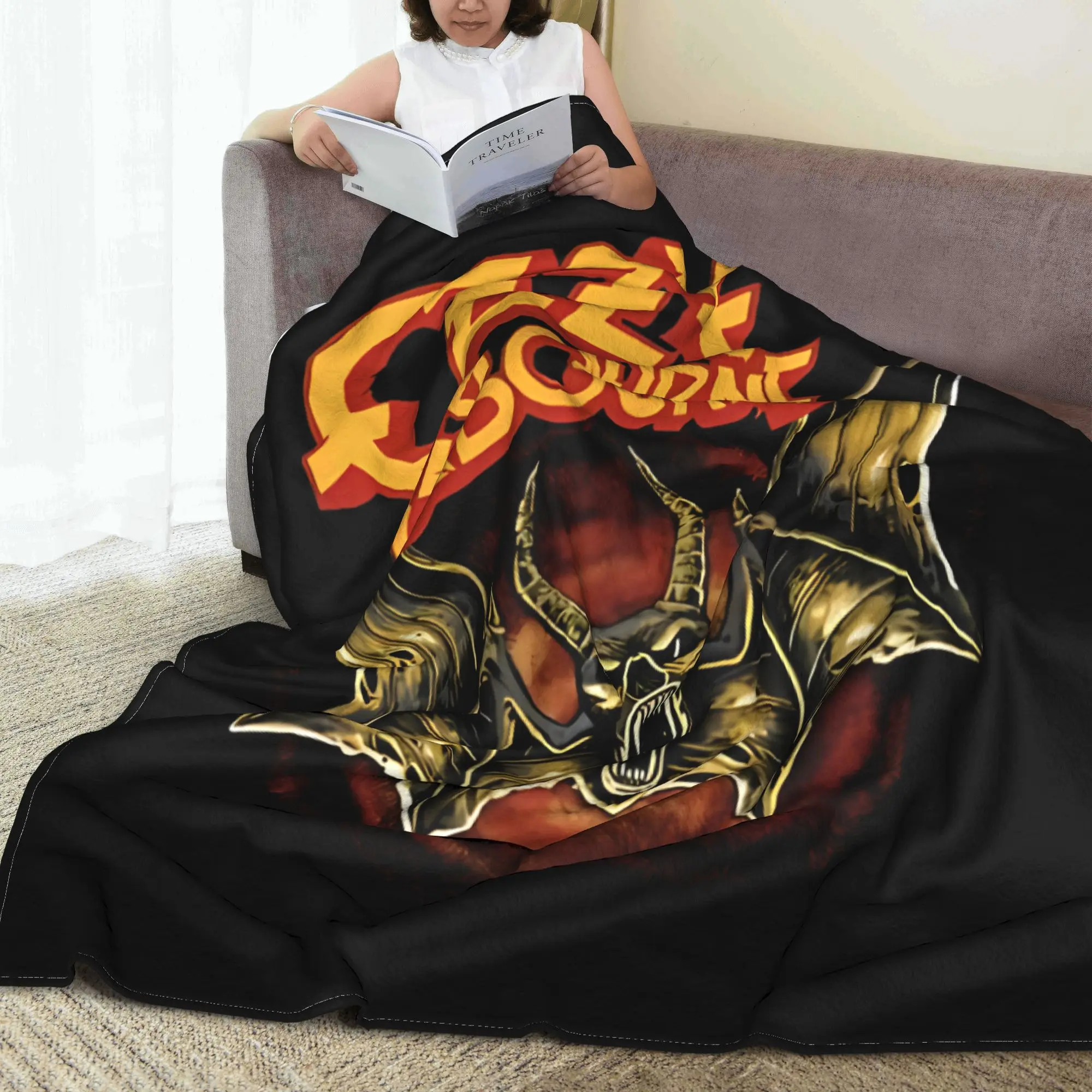 سبت أسود أوزي أوزبورن البطانيات جودة سوبر الدافئة رمي بطانية الربيع نزهة في الهواء الطلق موضة المفرش #4