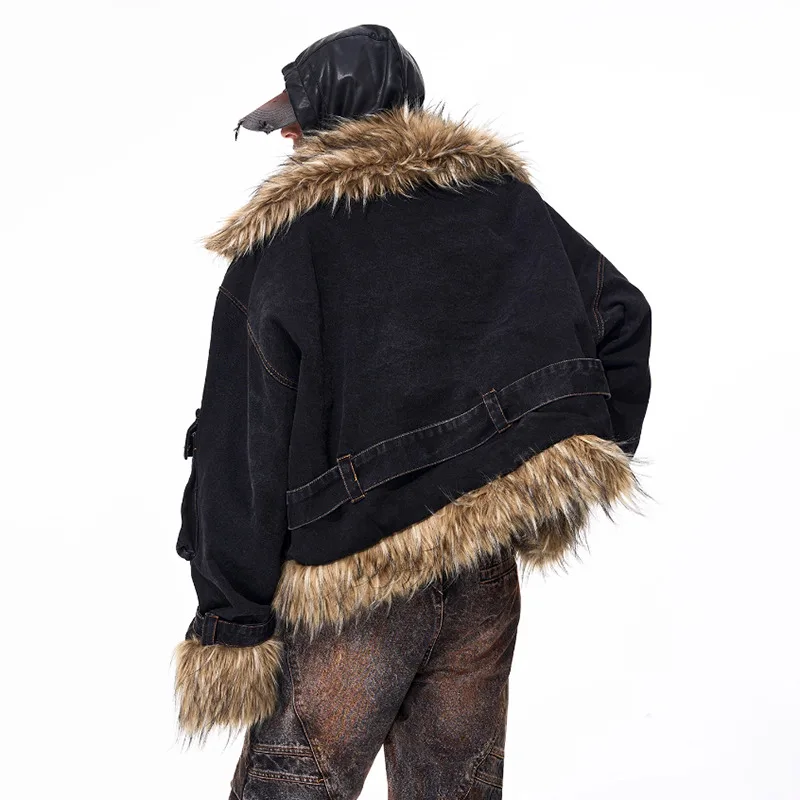 เสื้อโค้ทพาร์กาฤดูหนาว LUZHEN แฟชั่นดีไซน์ต่อผ้าขนสัตว์เทียมแบบหนา อุ่นสบายสำหรับผู้ชาย รุ่นใหม่ปี 2025 เสื้อผ้าสตรีทแวร์ JY4867