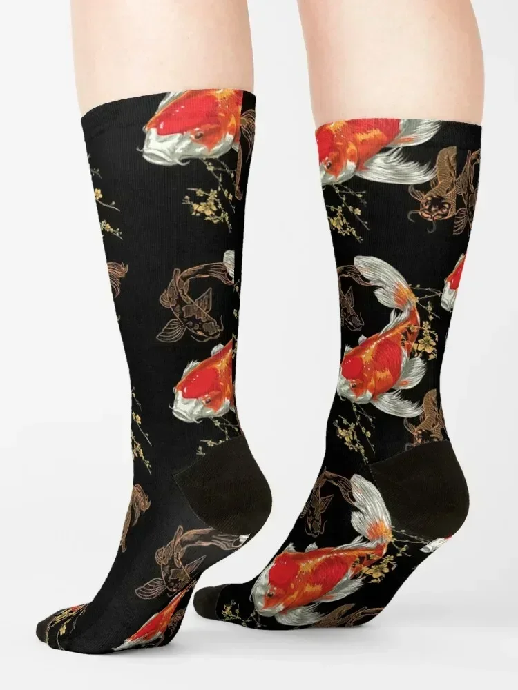 Beautiful Colorful Koi Fish Swimming Design Socks crazy anime sheer Thermal man winter Women Socks Men's