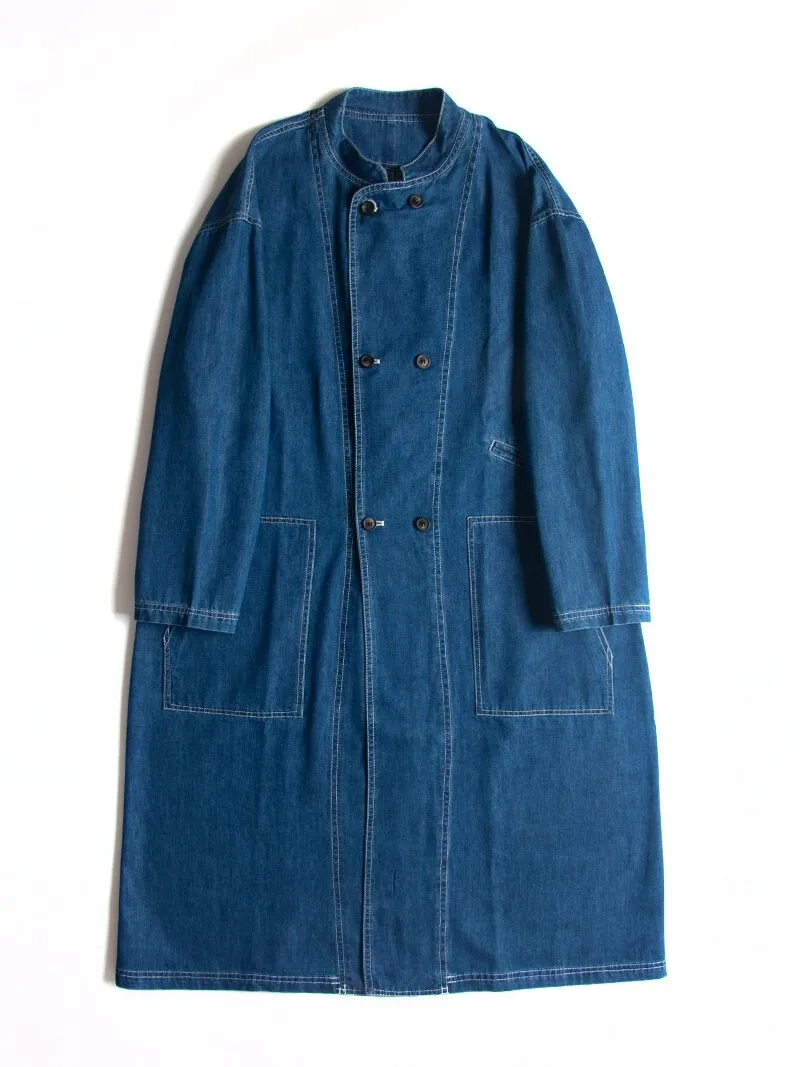 

SuperAen 2026 Весенняя новинка: однобортная джинсовая куртка средней длины в японском стиле из хлопка, синяя, свободного кроя, оверсайз, стильная