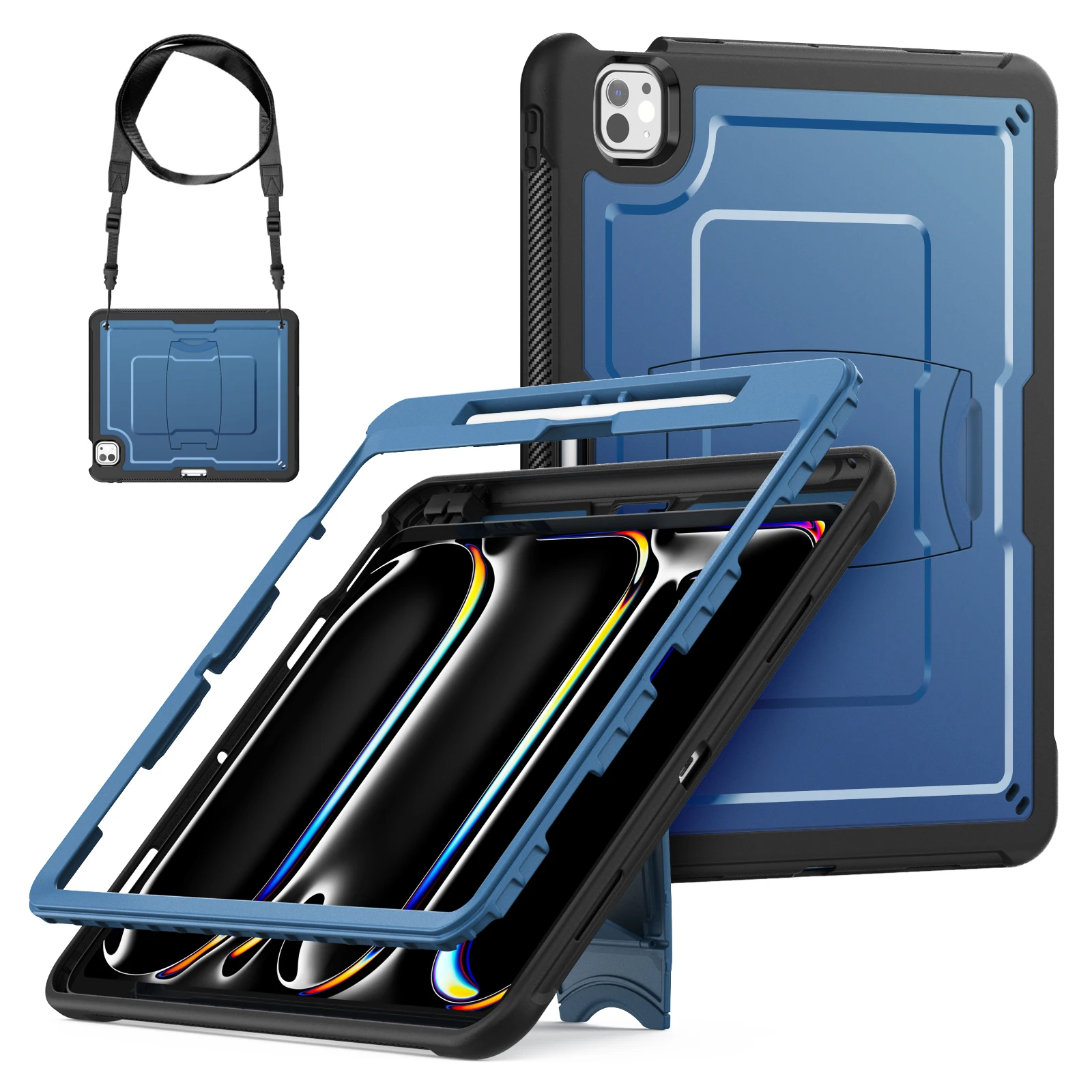 

Tablet Case for iPad Pro 13 2024 Stand Cover compatible for iPad Pro M4 13 inch shoulder strap Case for model A2925 A2926 A3007