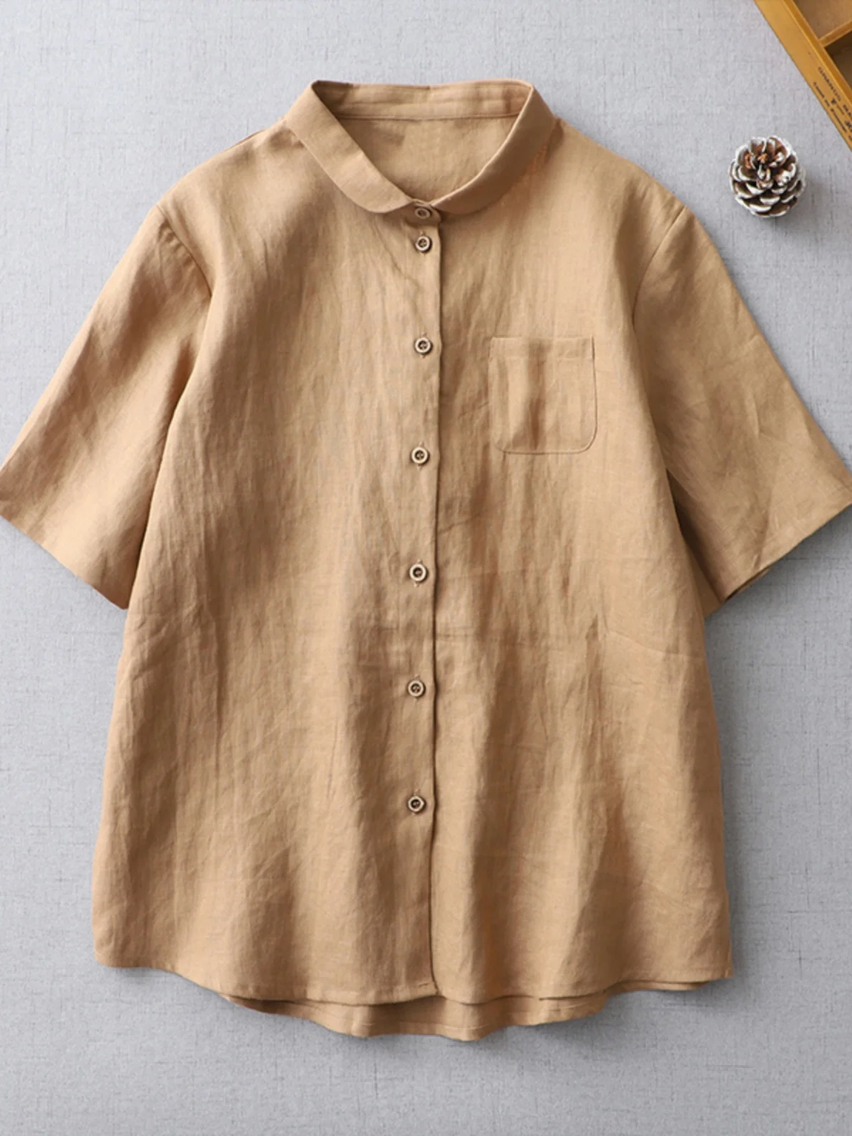 Camiseta holgada de lino Ne ort Sve para mujer, mezcla de lino y algodón, versátil, irt Simple Sle Commute Faion