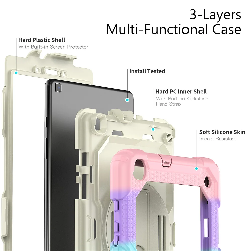 Imagem -02 - Capa para Tablet com Alça de Ombro Capa Protetora Arco-íris Alça de Mão Samsung Galaxy Tab a7 a8 a9 T290 T307 X200 T500 T220