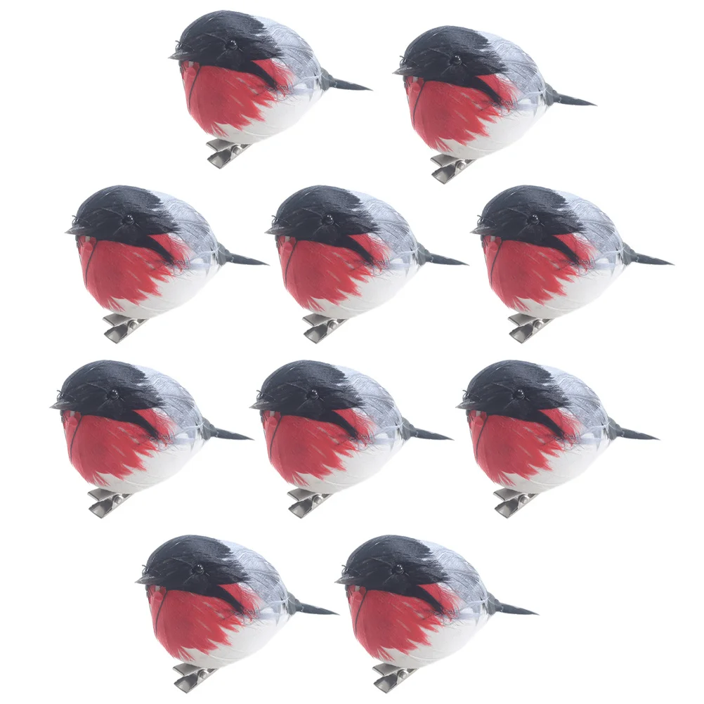 

10Pcs Xmas Birds Ornament Bird Shaped Decor with Clip for Christmas Party Home Living Room Bedroom Study Room Decor