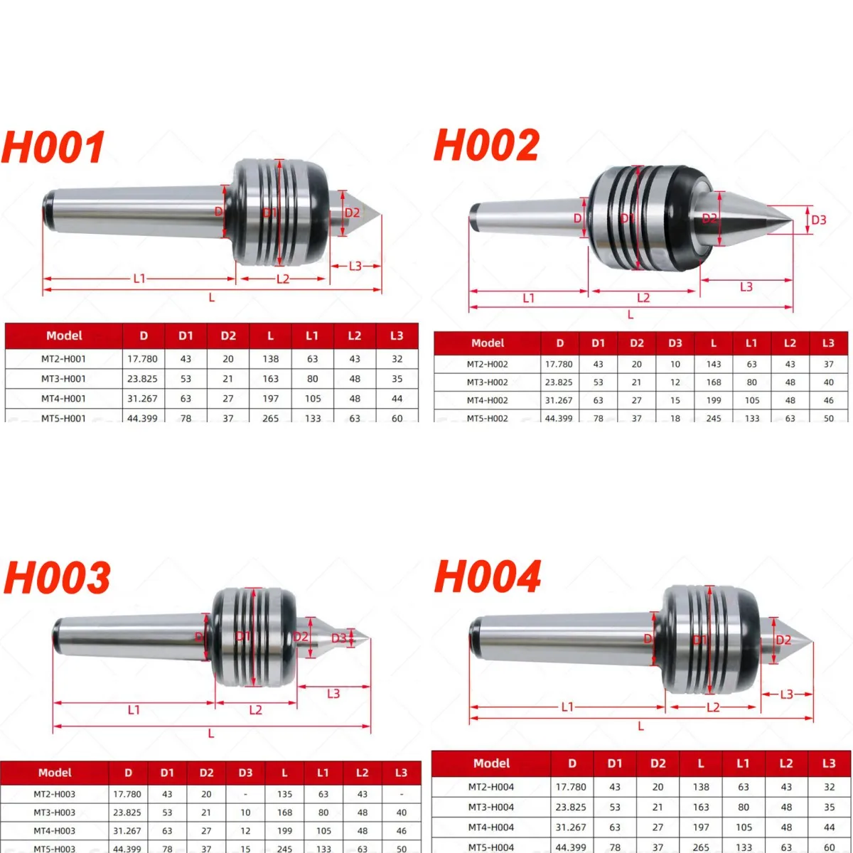 TULX Morse MT2 MT3 MT4 MT5 H001 H002 H003 H004 Morse CNC Lathe Rotary Center Double Cone Head Live Center for Morse Turning