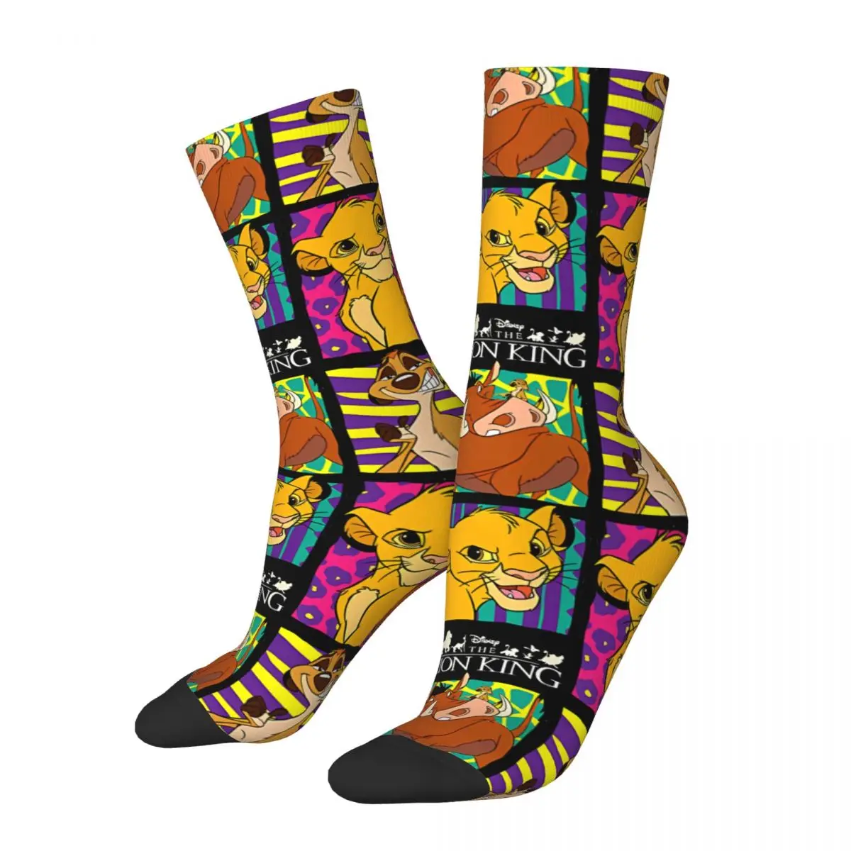 Funny Crazy Sock for Men Lion King Montage Hip Hop Vintage The Lion King Happy Quality Pattern Printed Boys Crew compression