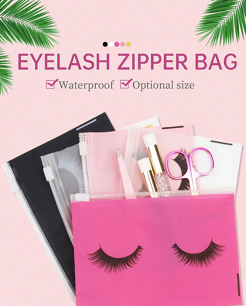 10 stücke Wimpern Nachsorge Taschen Mit Reißverschluss Kulturbeutel Make-Up Tasche Kosmetische Reise Schönheit Werkzeug Verpackung Lash Verlängerung Liefert – Detail 1