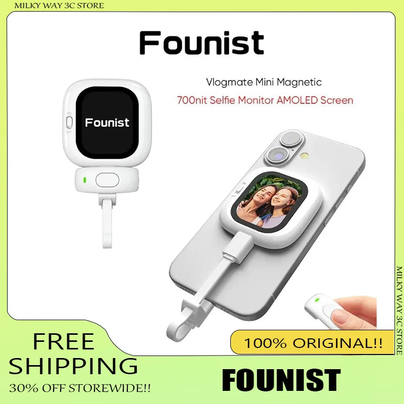 

Монитор Founist Vlogmate Mini Selfie с AMOLED-экраном 700 нит, простое управление, для iPhone 5-12/13/14/15/16 Pro, для видеоблогов и прямых трансляций