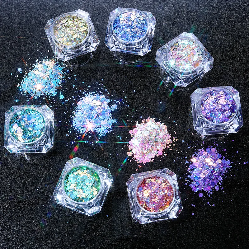 4 جرام ثلاثية الأبعاد عين القط مقياس السمك المجسم مكتنزة بريق مزيج أحجام البوليستر DIY بها بنفسك الحرف الزخرفية الراتنج رسومات أظافر الشعر لتقوم بها بنفسك