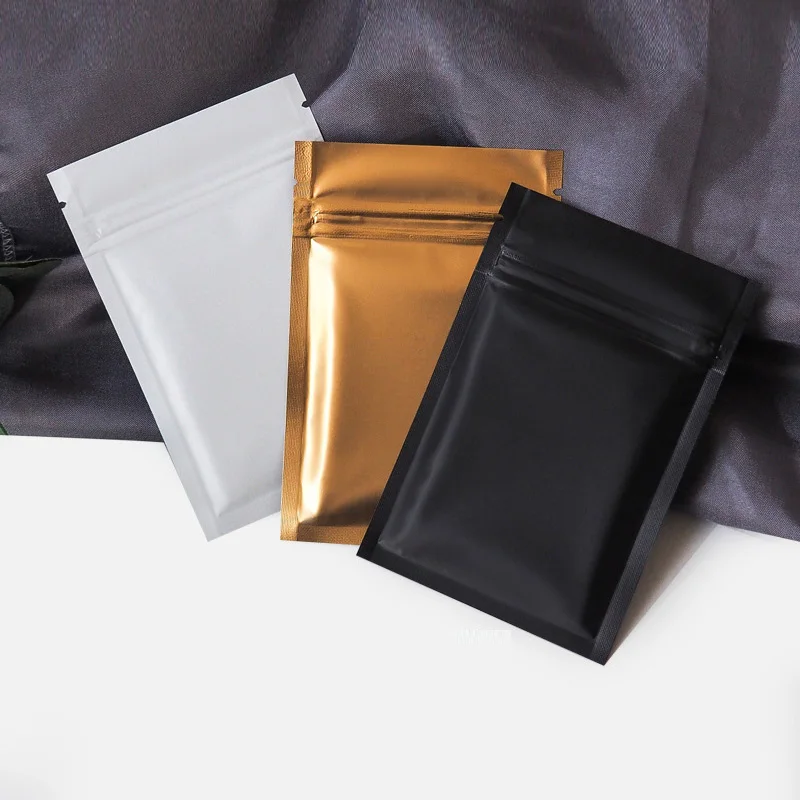 Wiederverschließbare Aluminiumfolie, flach, glänzend, matt, Hermetik-Verpackungsbeutel, Süßigkeiten, Schmuck, Kaffee, Heißsiegelbeutel mit Reißverschluss – Detail 7