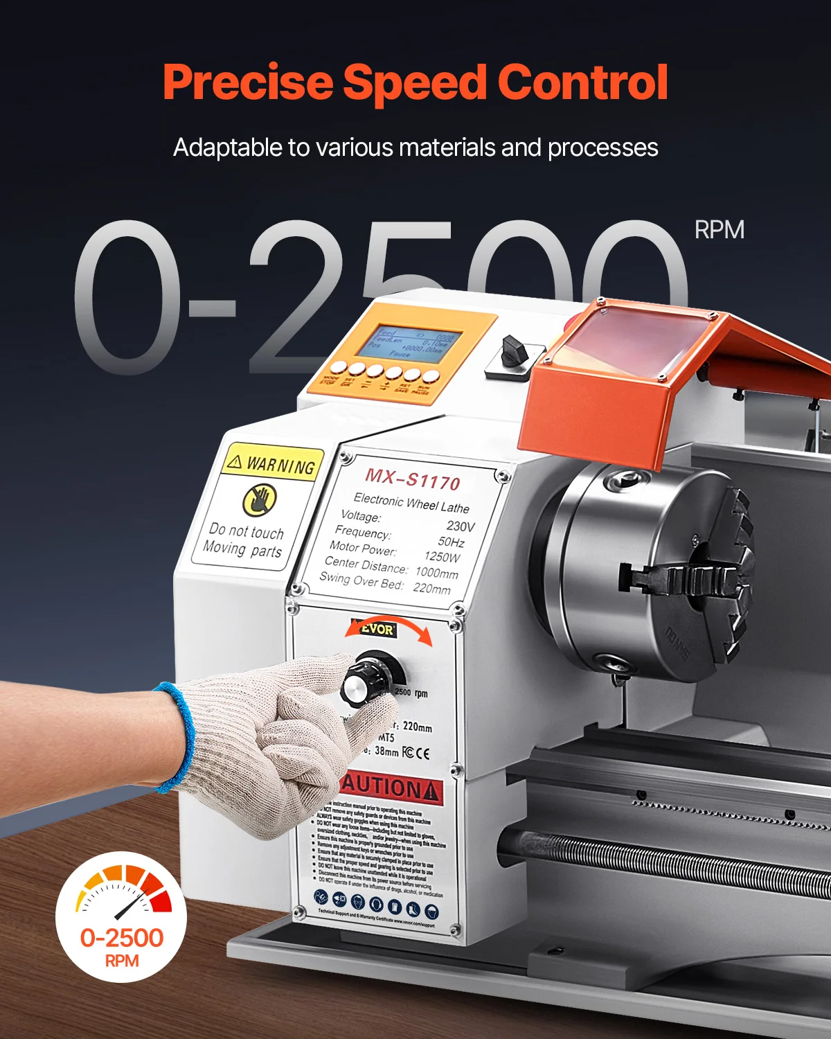 Kép 6: Succebuy 8.7 X 39 óra Bakállvány áram Fém Eszterga automata Adogat Ragozható sebesség 1250W brushless motoros számára Feldolgozás Alaposság alkatrészek