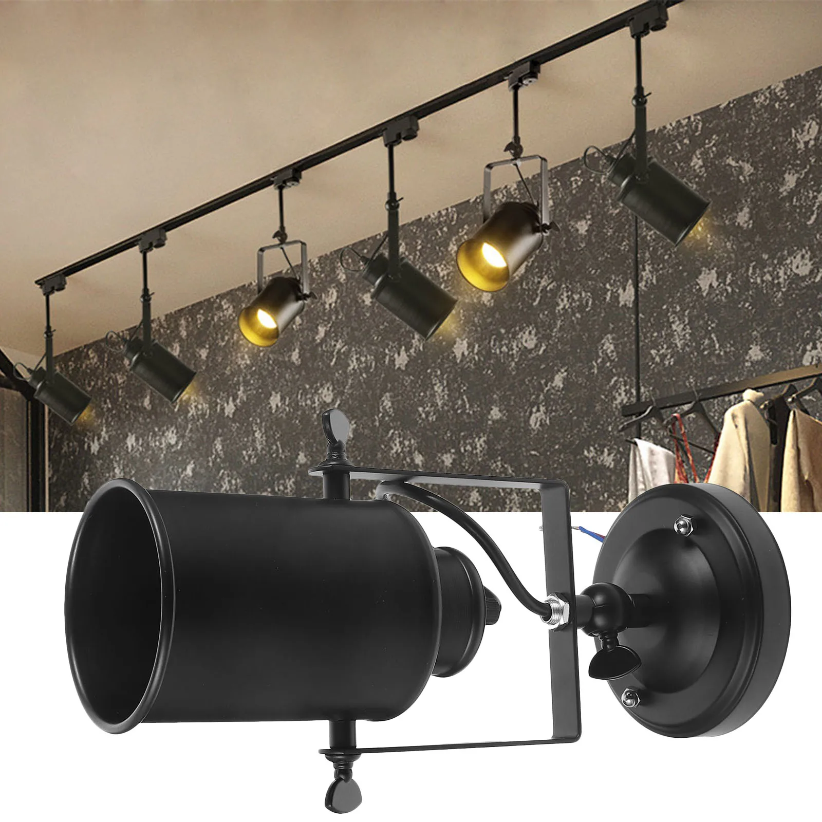 

Industrial Style Spotlight Wrought Iron Ceiling Light Adjustable Angle Vintage Pendant Lamp For Bedroom Kitchen Living Room