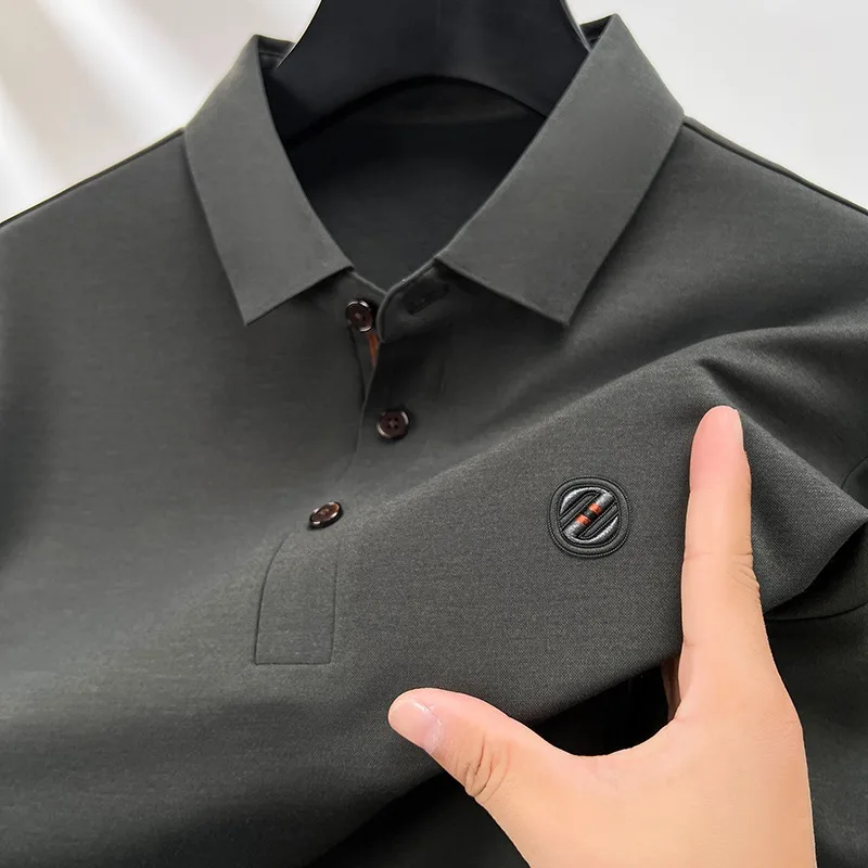 

Spring Autumn Fashion Solid Color POLO Shirts Men's Clothing Long Sleeve Casual Business T-shirts Versatile tee tops