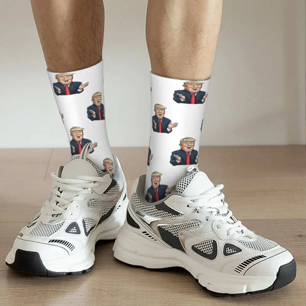 Calcetines deportivos de dibujos animados para hombre y mujer, medias de tubo medio, transpirables, divertidos, informales, Donald Trump