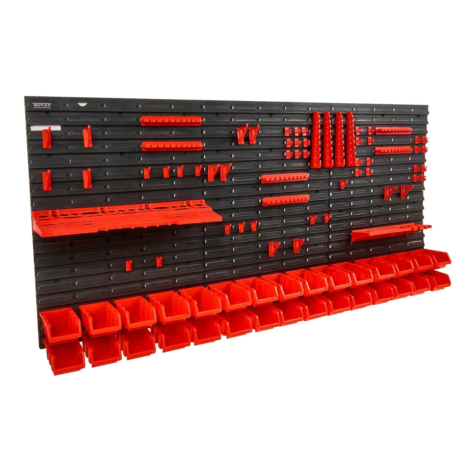 

Heavy-Duty 30-Compartment Wall Organizer – Stackable Bins w/ Tool Hooks – Perfect for Hardware & Craft Supplies