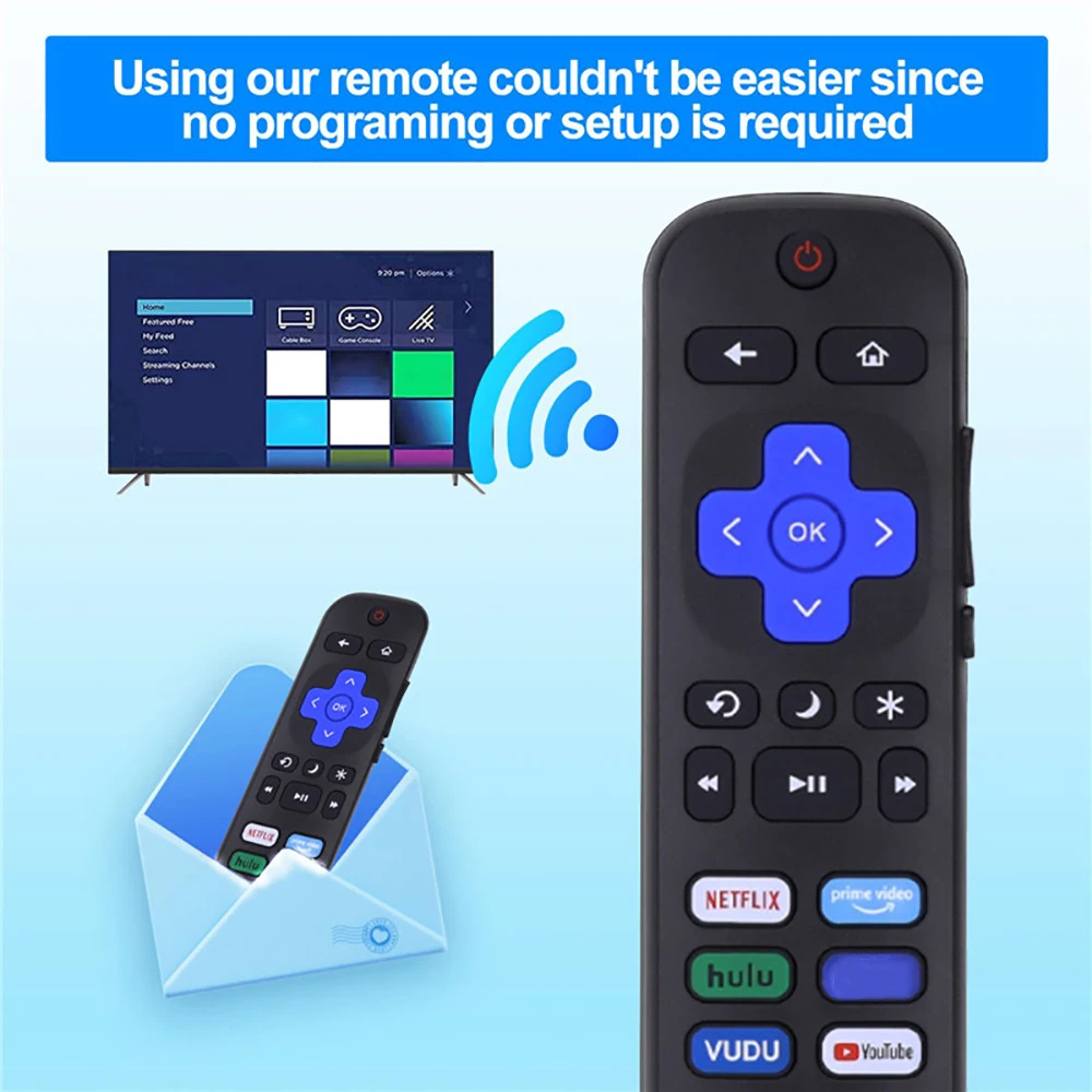 Universal Remote Control for Roku Series TV NETFLIX HD XD XS Streaming Player with Vudu Pandora Youtube Keys Infrared Controller