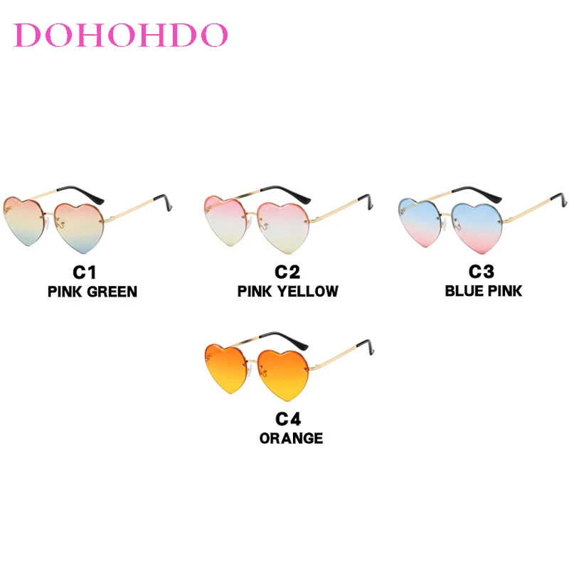 

Y2K Fashion Designer Heart Rimless Sunglasses For Women Metal Trendy Female Sun Glasses Party Travel Lovely Shades Eyewear UV400