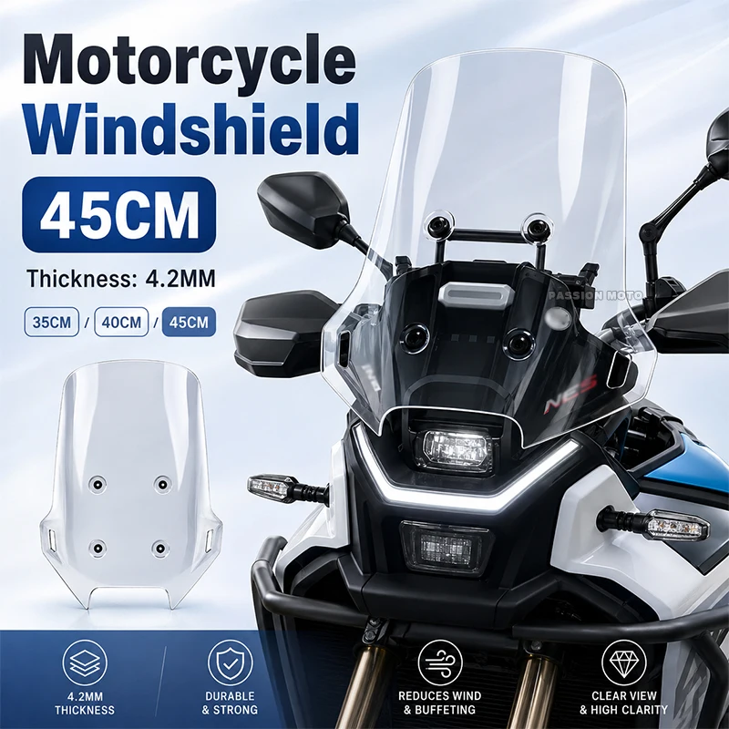 2026 Motorrad-Windschutzscheibe für CFMOTO 450 MT 450MT 2024 2025 – Erhöhte und verbreiterte Windschutzscheibe, neue Reise-Sport-Frontscheibe