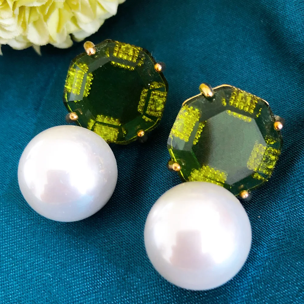 

Missvikki New Hot High Quality Shiny Luxury Square CZ Pearl Pendant Dangle Earrings For Women Daily Party Show Bridal Wedding