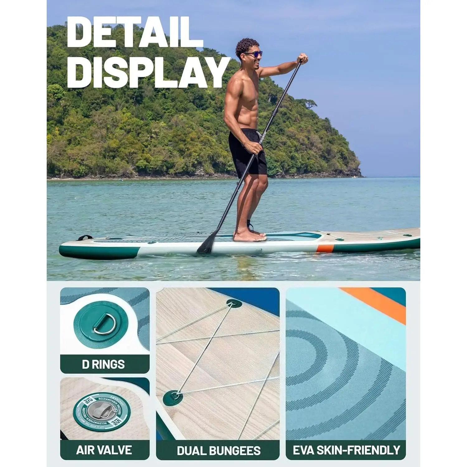 W-надувная доска для серфинга, очень широкая доска для серфинга 11 дюймов * 34 дюйма * 6 дюймов, доска для серфинга емкостью 450 фунтов для взрослых, подходит для моря