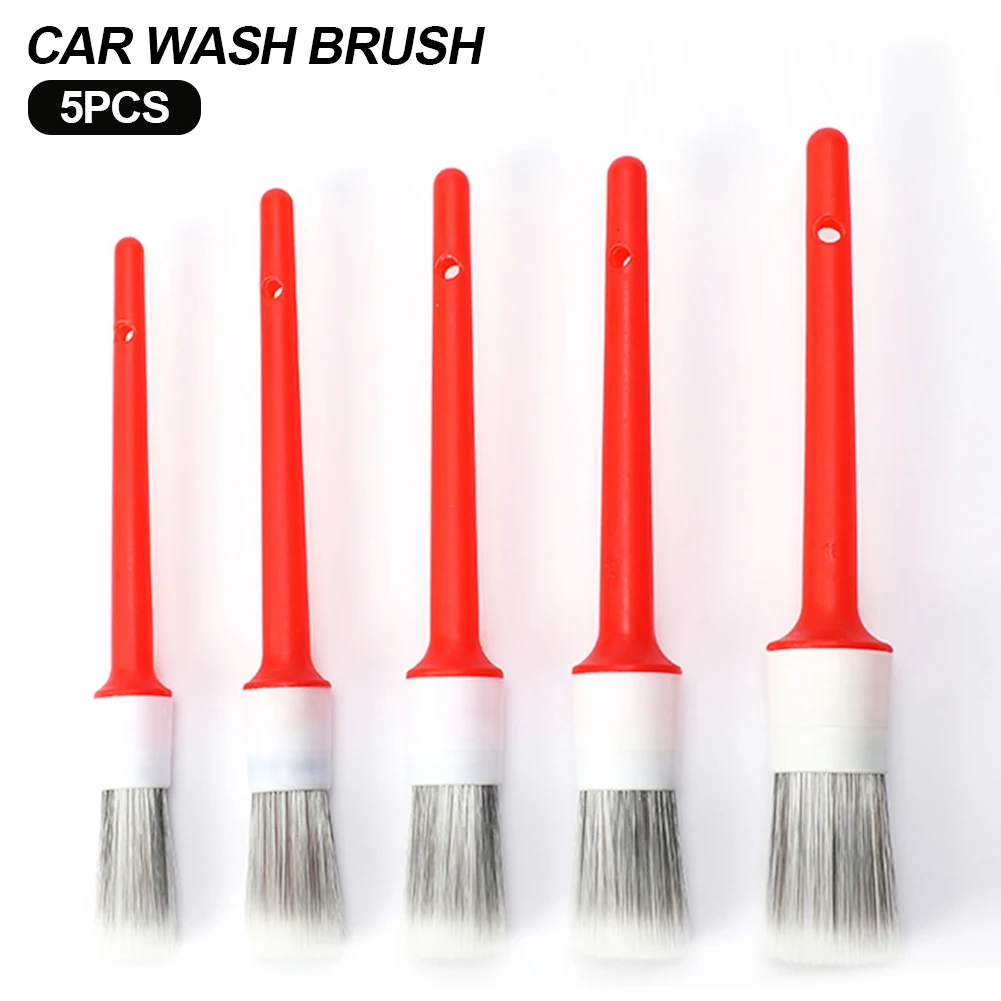 5pcs Car Exterior Interior Detail Brush Boar Hair Bristle Brushes for Car Cleaning Auto Detail Tools Dashboard Cleaning Brush