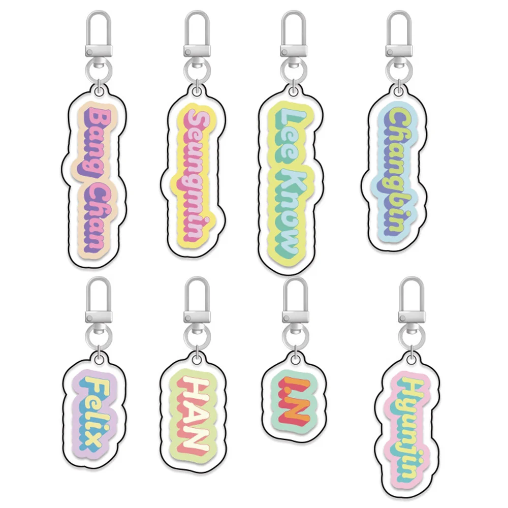 KPOP Felix Hyunjin Bangchan Leeknow Acrylic Name Rope Keychain Changbin Han I.N Car Keyring Pendant Creative Bag Accessories