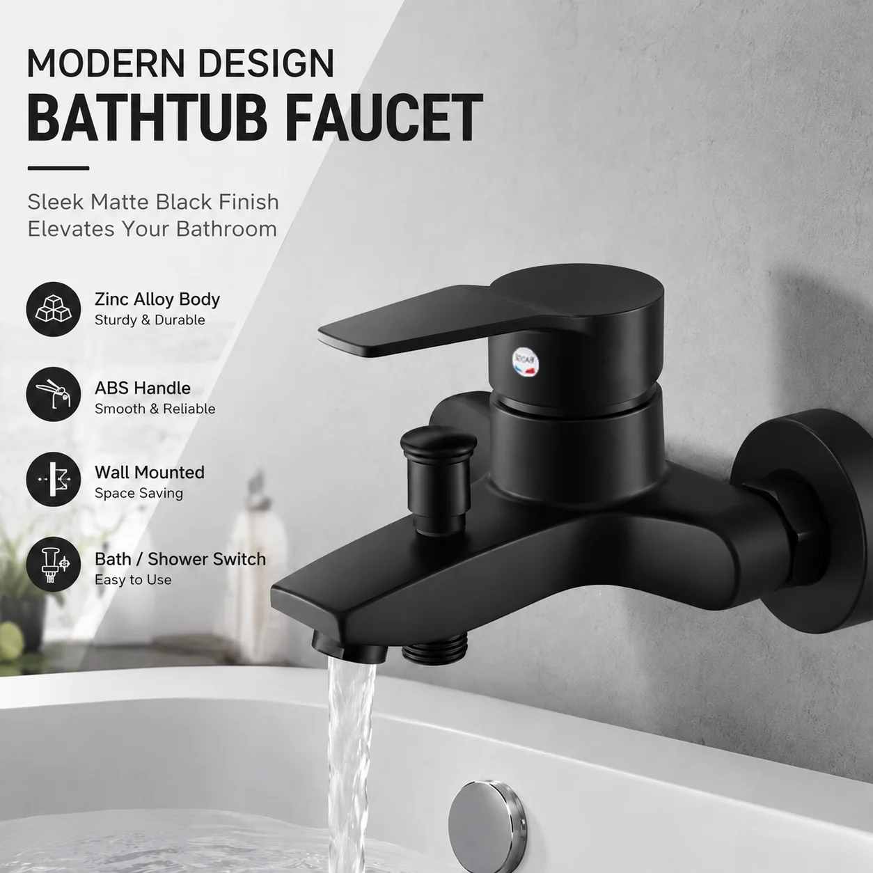 Home Bathroom Taps - Черный смеситель для ванны и душа