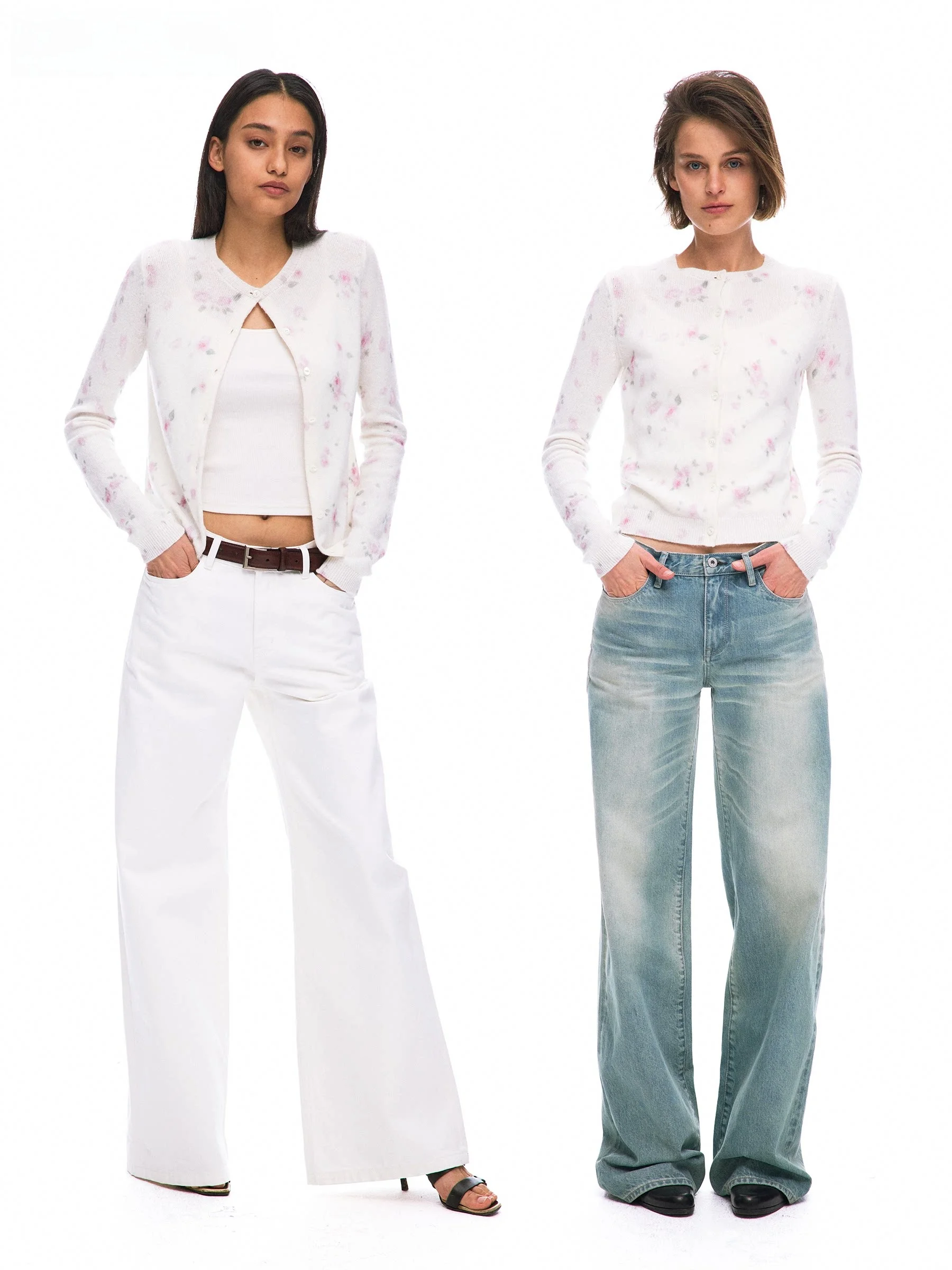 

Женский шерстяной вязаный кардиган с цветочным принтом, свободного кроя, мягкий, повседневный, с длинными рукавами, круглым вырезом, для весеннего сезона