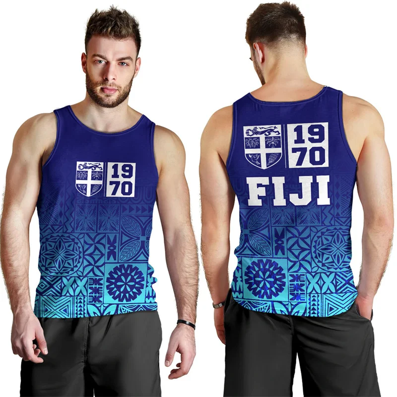 New 3D Fijian Tapa Style Flag Print Tank Top Fijian Independenceday Graphic Men Gym Clothing Kid Fashion Cool Tank Tops Clothing