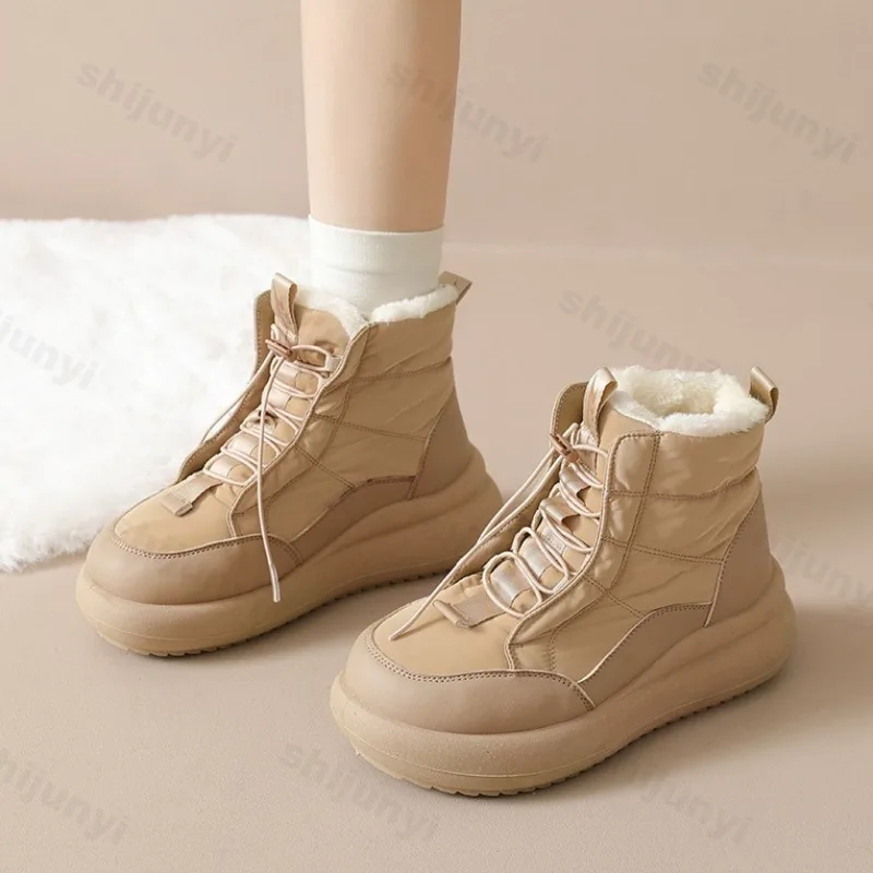 

Women's Retro Solid Warm Thick Velvet Soft Soled Snow Boots 2025 Winter Versatile Comfortable Plush Non Slip Casual Cotton Boots