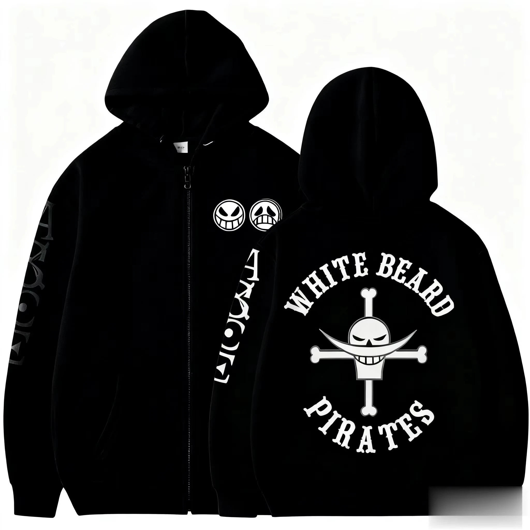 Unisex One Piece Skull Graphic Print Zip Up Hoodie Anime Casual Streetwear Sweatshirt Jacket Men Women Spring and Autumn Fashion view 4