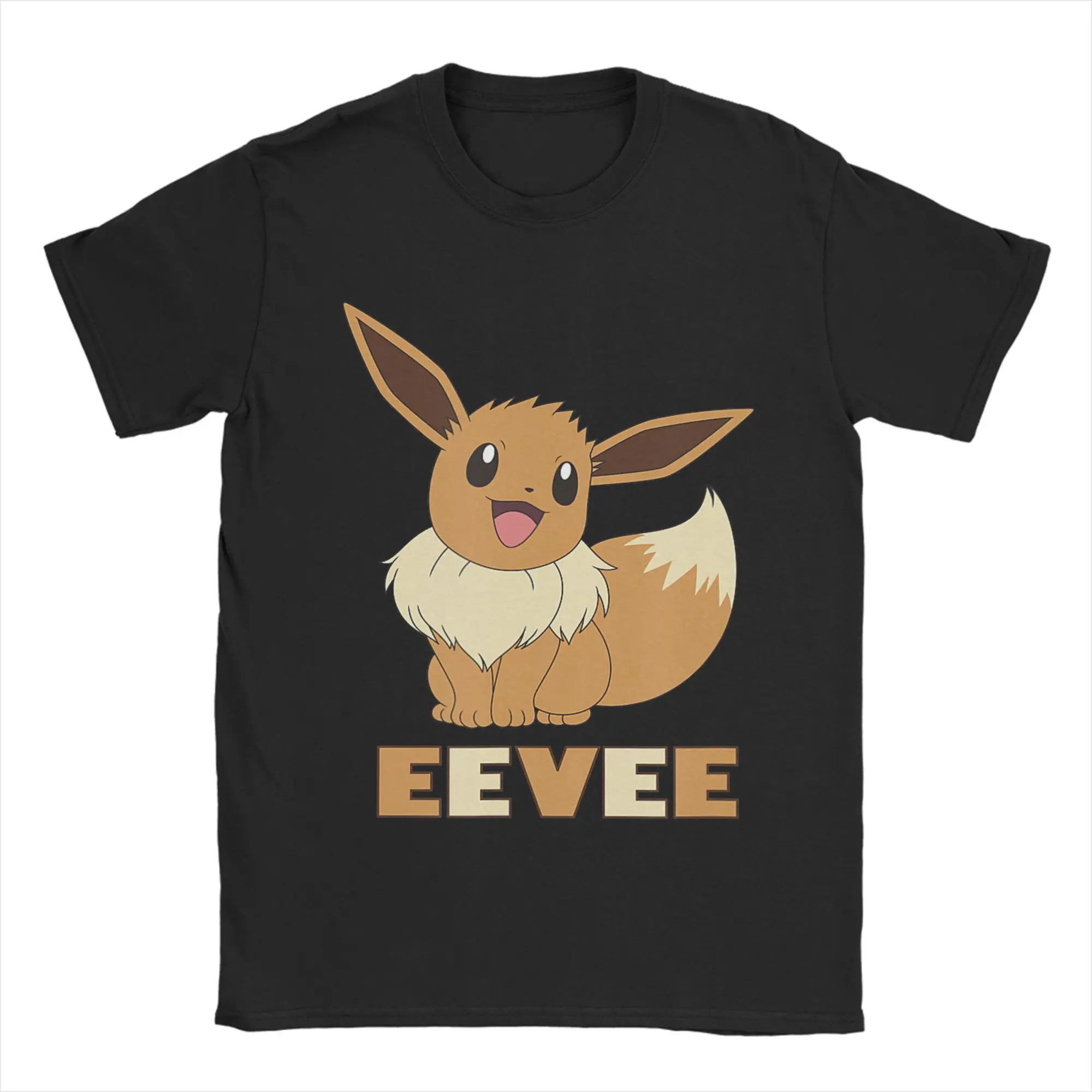Pokemon Eevee 100 Cotton T Shirt For Adult Summer  Vintage T-Shirts Crewneck Fashion Tees Oversize Wholesale Tops