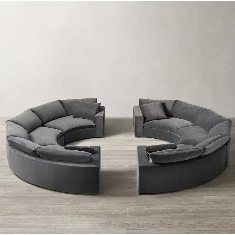 Modern cotton and linen fabric curved sofa semicircular sofa