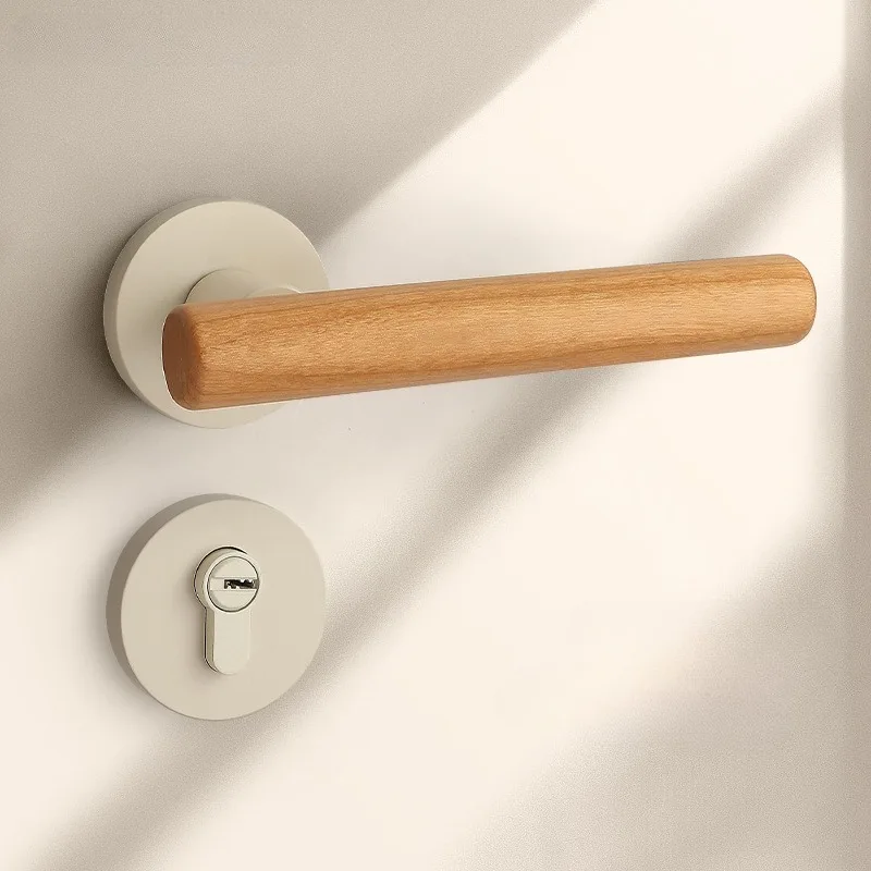 

Cream-style milky white bedroom door lock, indoor silent magnetic suction door lock for wooden doors, household split-type room