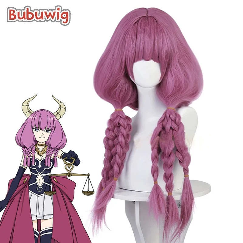 

Bubuwig Synthetic Hair Aura Cosplay Wigs Sousou no Frieren Aura 60cm Long Dark Pink Double Ponytail Braided Wig Heat Resistant