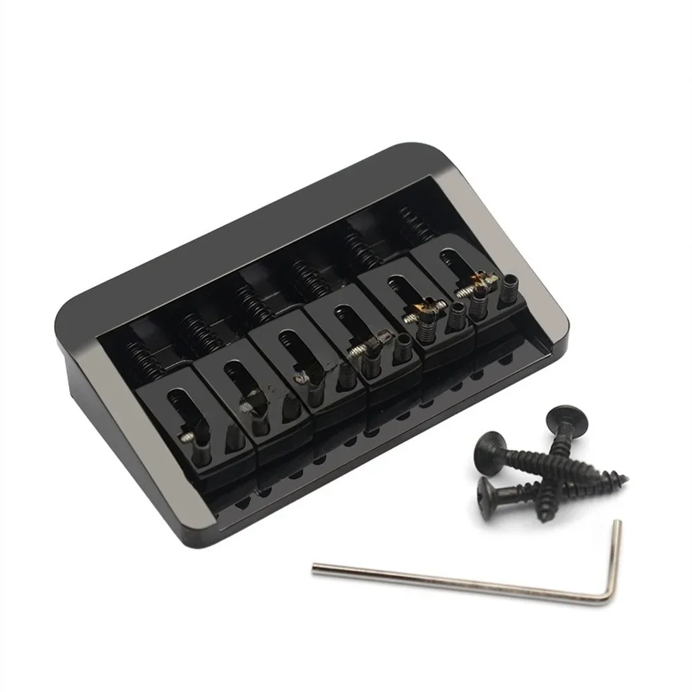 6 String Fixed Guitar Bridge Zinc Alloy 74x45mm with Roller Saddles for Reduced String Friction and Better Tone