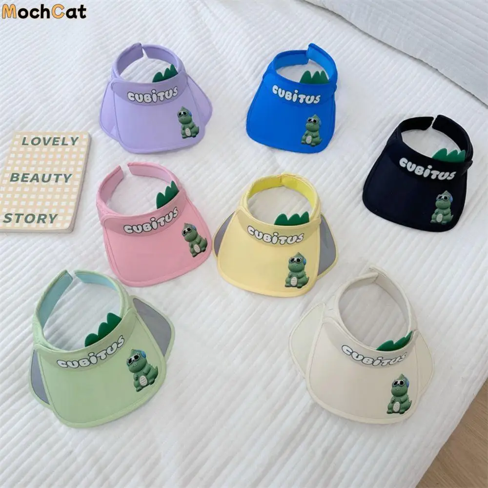 

Durable Cute Baby Empty Top Hat Dinosaur Cartoon Sunscreen Hat Pull-out Plate Breathable Beach Hat Outdoor