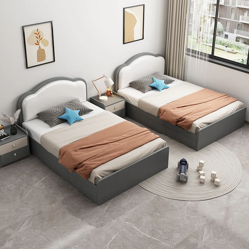 Multi Functional Full Size Bed Frame House Kids Children Loft Bed With Desk With Storage Furniture Wooden Customized Logo Wood