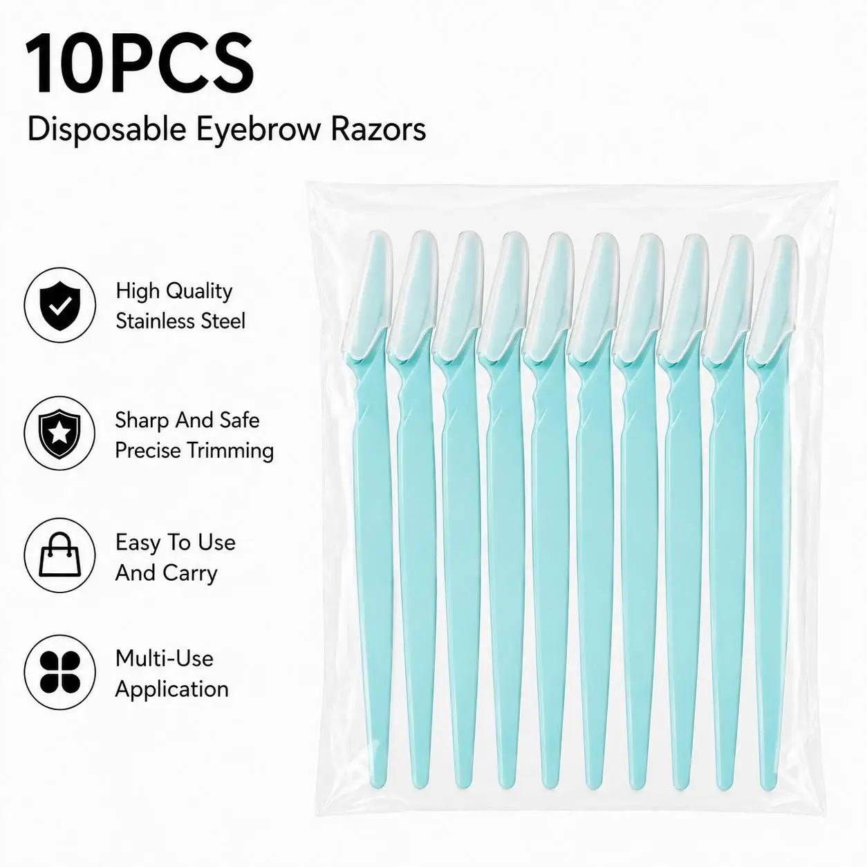 Straight Handle Brow Shaper Safety Razor, Beginner Friendly Eyebrow Trimmer with Protective Net for Women Eyebrow Grooming