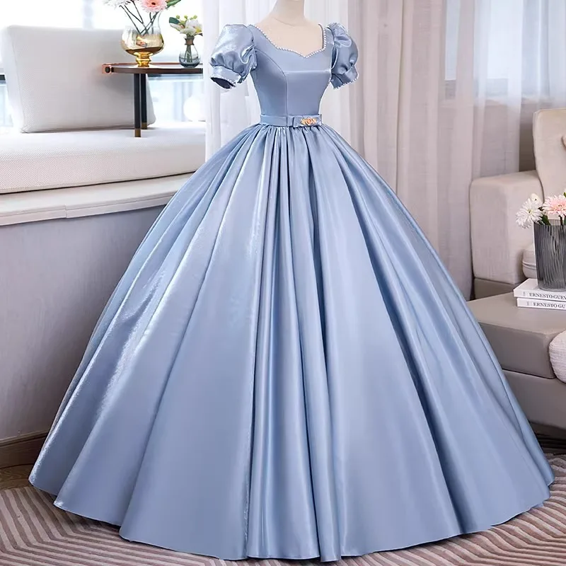 New Colorful Chiffon Fluffy Dress Performance Costume Long Style Student Banquet Hosting Evening Gown For Women Customized