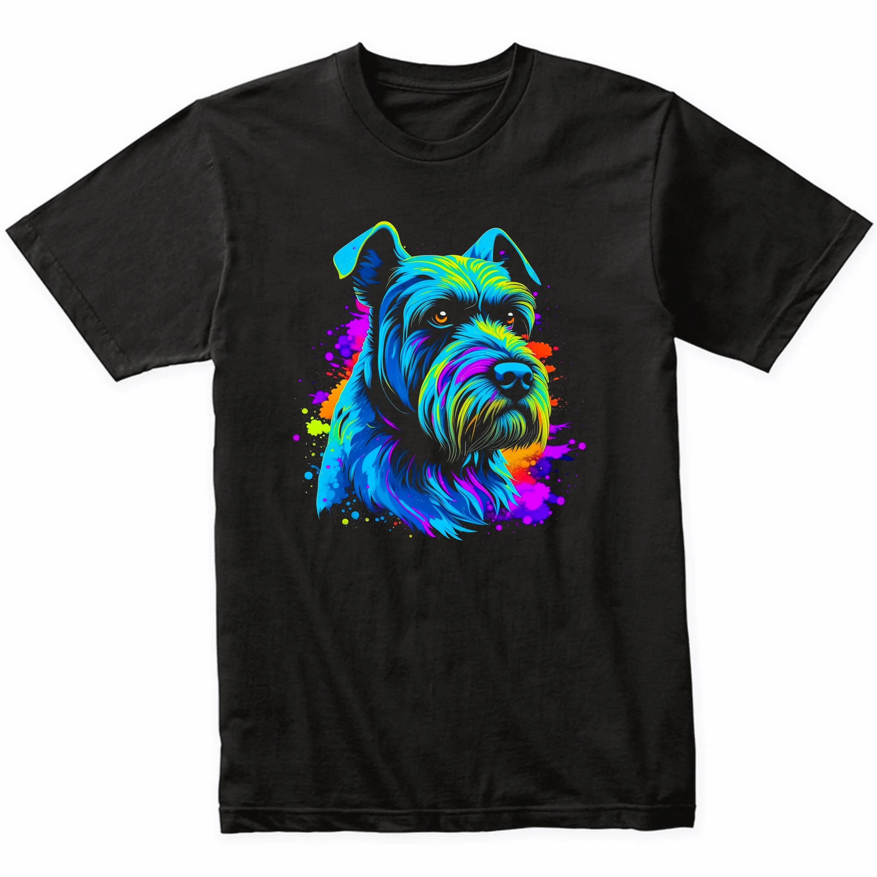 Giant Schnauzer Psychedelic Dog Art T Shirt Owner Colorful Bright Watercolor Rainbow