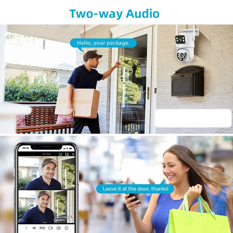 B03B-Wireless Security Camera 6MP HD Dual Lens External Wifi Camera Auto Tracking Street Surveillance Camera