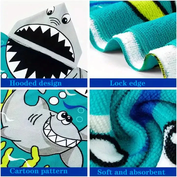 Cartoon Baby Bath Towel Microfiber Cotton Hooded Beach Towel Newborn Cape Towels Soft Poncho Kids Bathing Stuff Infant Washcloth