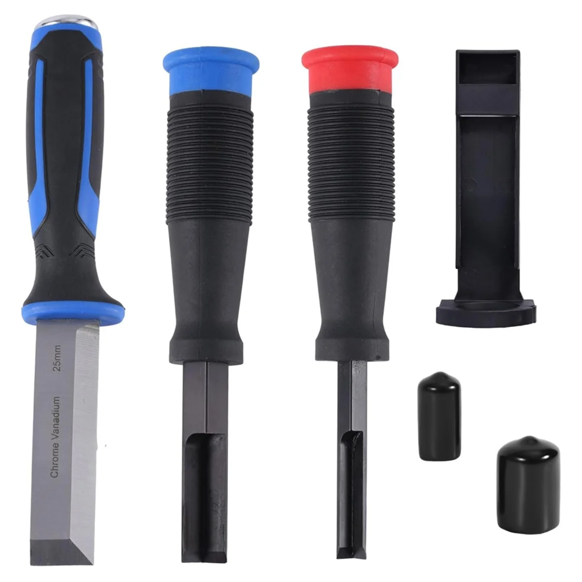 Набор долот по дереву ABXHH с 3 защитными колпачками. Квадратные врезные долота с нескользящей ручкой для дверных рамок.