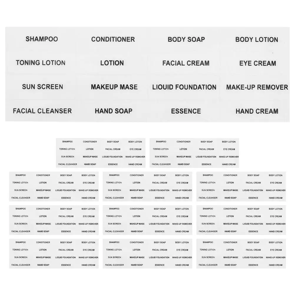 

12 Sheets Clear Bathroom Labels Organization Labels Waterproof Refillable Bottle Stickers For Shampoo Travel Bottles