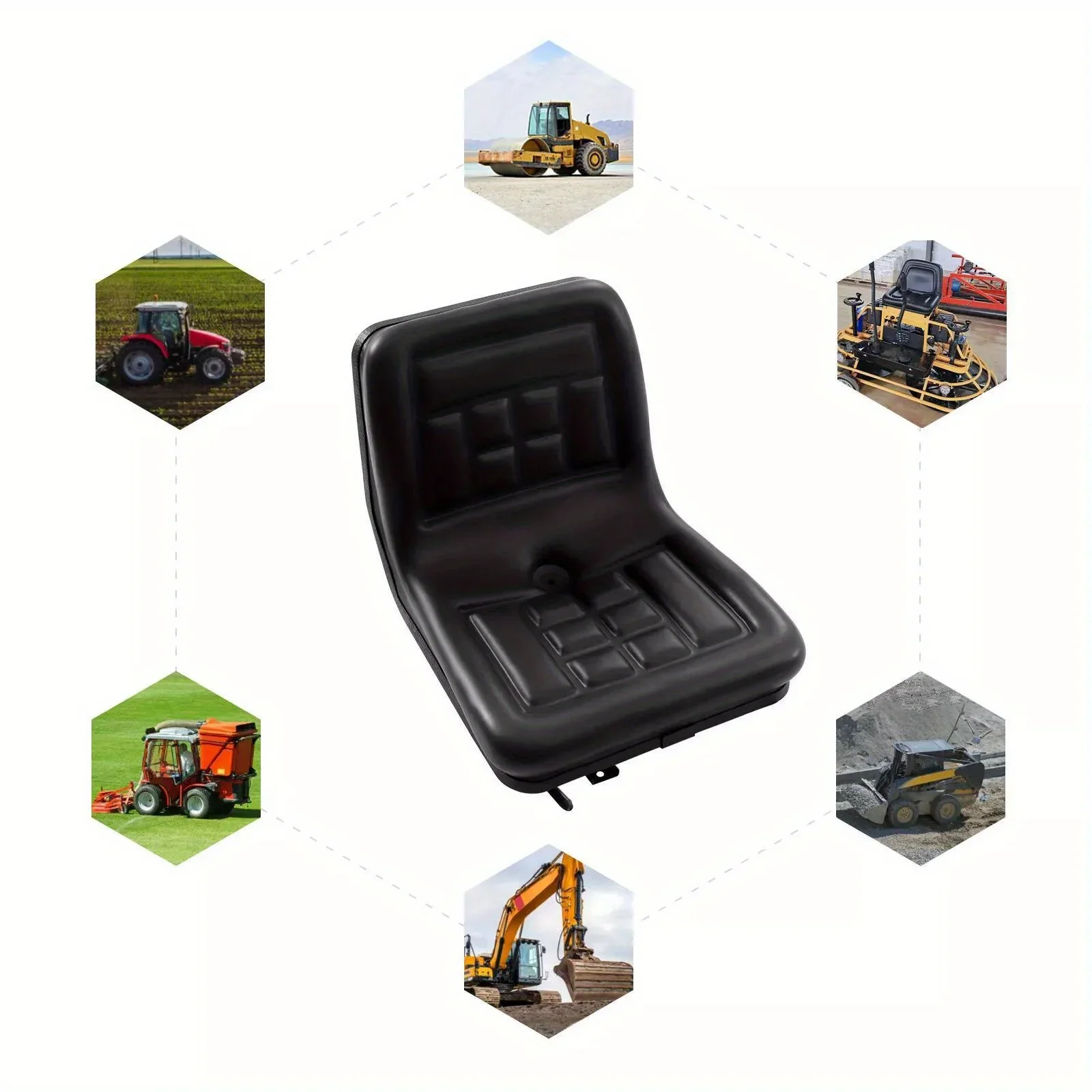 Universal Central Drain Hole Skid Steer Seat With Mounting Bolt For Tractors NEW