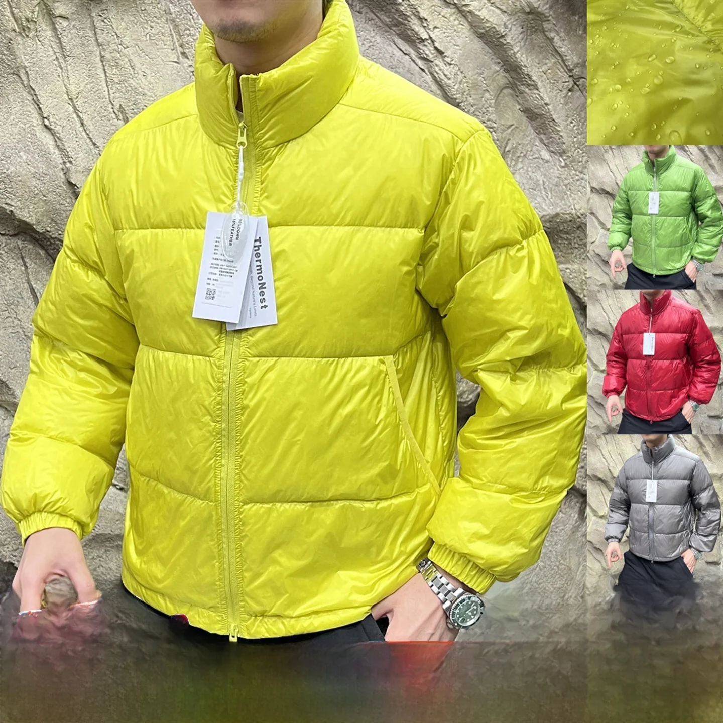 

Korean Sle Youthful Trendy High Puff 90 White Du down Couple Winter Color Stand Collar Faionable Bread Coat Jaet